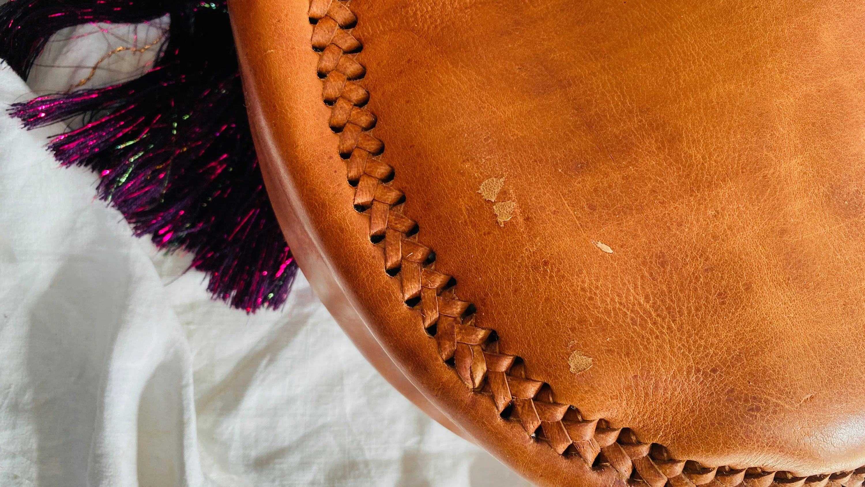 Leather Bag. Adjustable Strap. Sparkly Tassels!