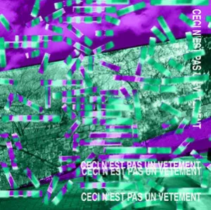 < Limited Edition >  Green / Purple Silk Twill Scarf "Ceci n'est pas un vetement" 45x45cm