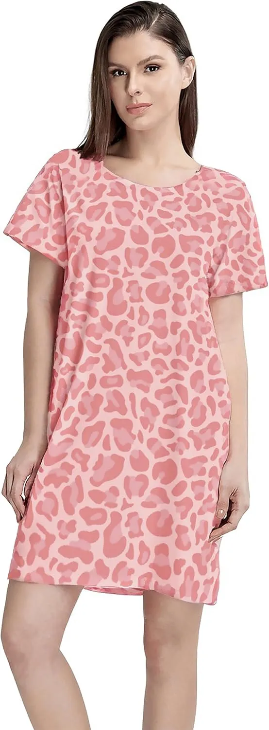 MAKABO Womens Nightgowns For Comfy Soft Short Sleeve Casual Print Sleepshirt Nightshirts Loungewear With Pockets