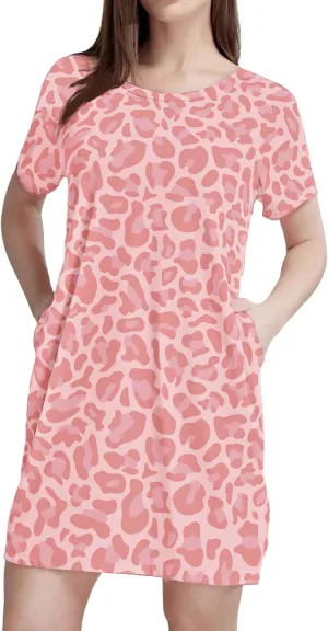 MAKABO Womens Nightgowns For Comfy Soft Short Sleeve Casual Print Sleepshirt Nightshirts Loungewear With Pockets