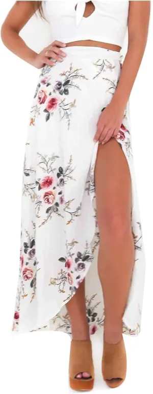 Maxi Skirts for Women Summer Floral Print Hight Waisted Boho Skirt with Split Tie Up Wrap Long Skirt Beach Vacation Clothes