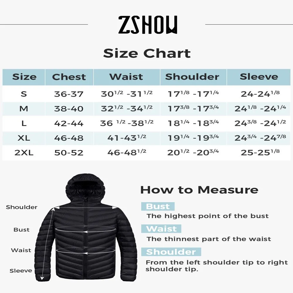 Men's Big and Tall Puffer Jacket Hooded Lightweight Spring Jacket Insulated Puffy Coat Black XL