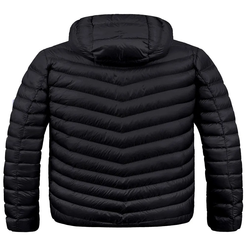 Men's Big and Tall Puffer Jacket Hooded Lightweight Spring Jacket Insulated Puffy Coat Black XL