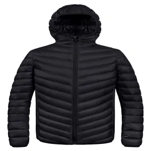 Men's Big and Tall Puffer Jacket Hooded Lightweight Spring Jacket Insulated Puffy Coat Black XL