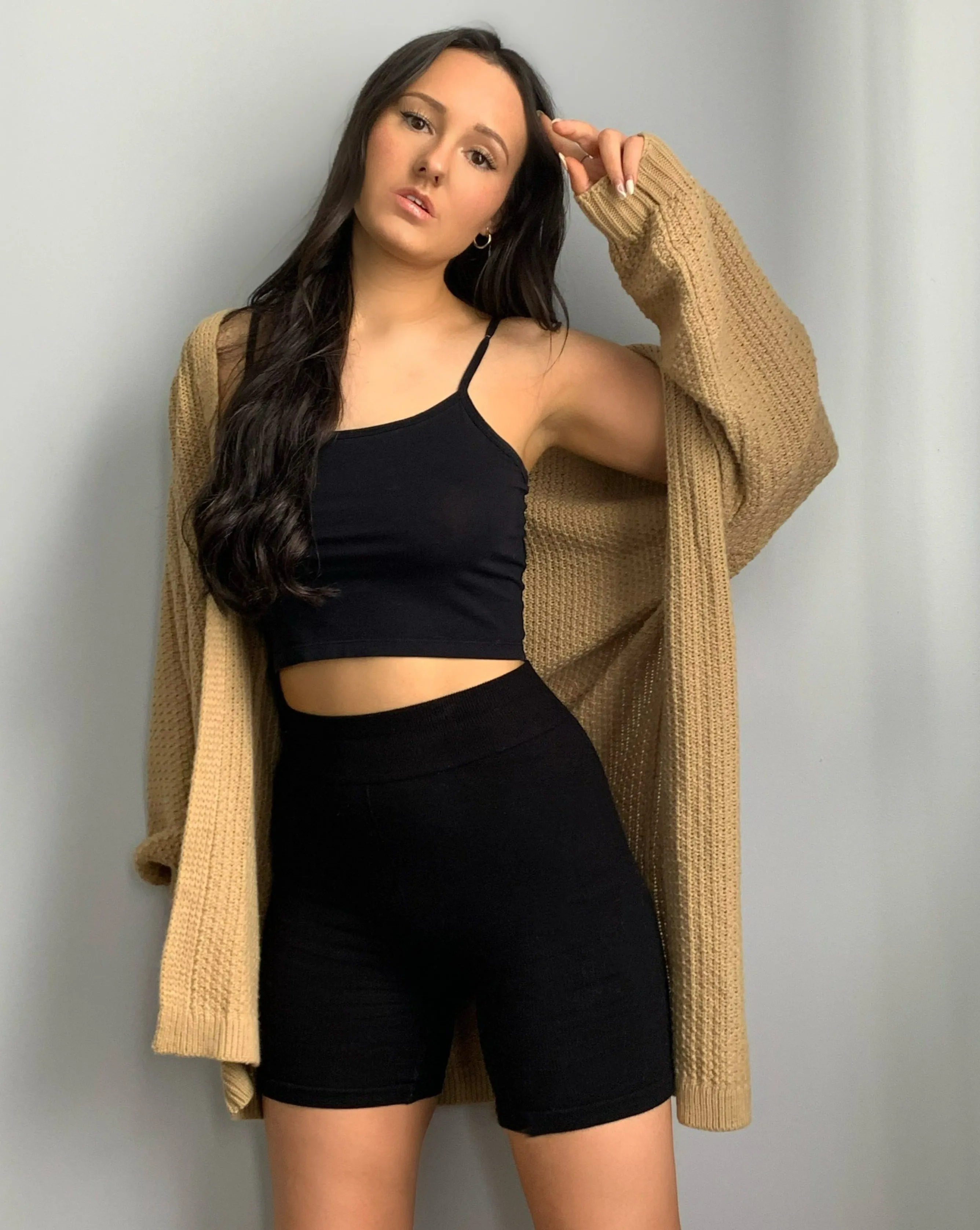 MEROKEETY 2023 Chunky Knit Lantern Sleeve Cardigan