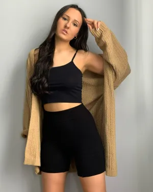 MEROKEETY 2023 Chunky Knit Lantern Sleeve Cardigan