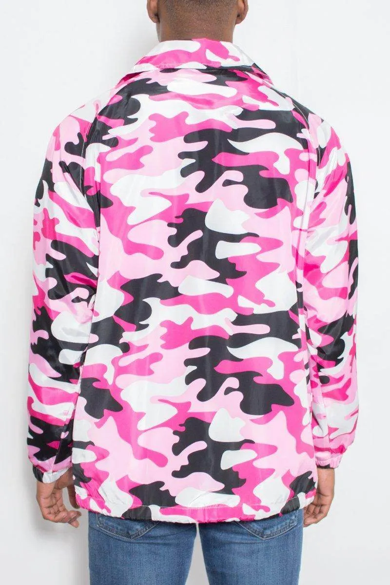 Pink Camo Snap Button Coachs Jacket