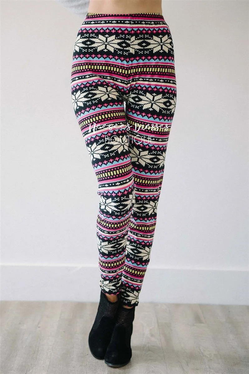 Pink Fair Aisle Christmas Leggings