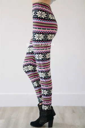 Pink Fair Aisle Christmas Leggings