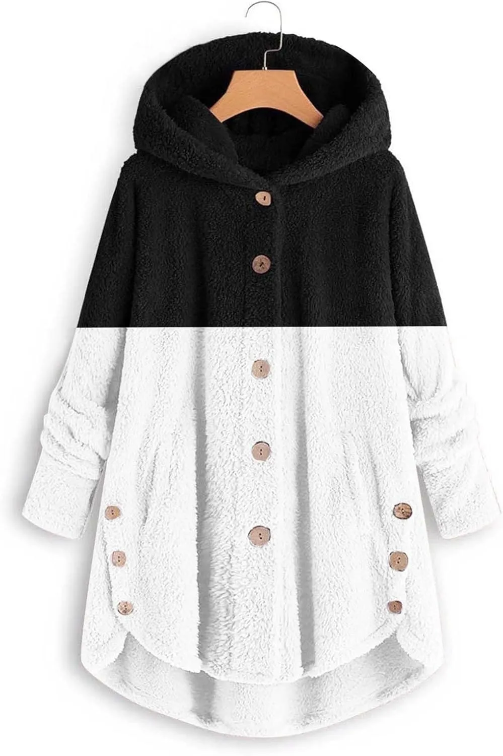 QWENTMTNTY Plus Size Winter Jackets for Women 2023 Office Work Outerwear with Pocket Comfy Plush Winter Sherpa Lined Jacket