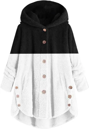 QWENTMTNTY Plus Size Winter Jackets for Women 2023 Office Work Outerwear with Pocket Comfy Plush Winter Sherpa Lined Jacket