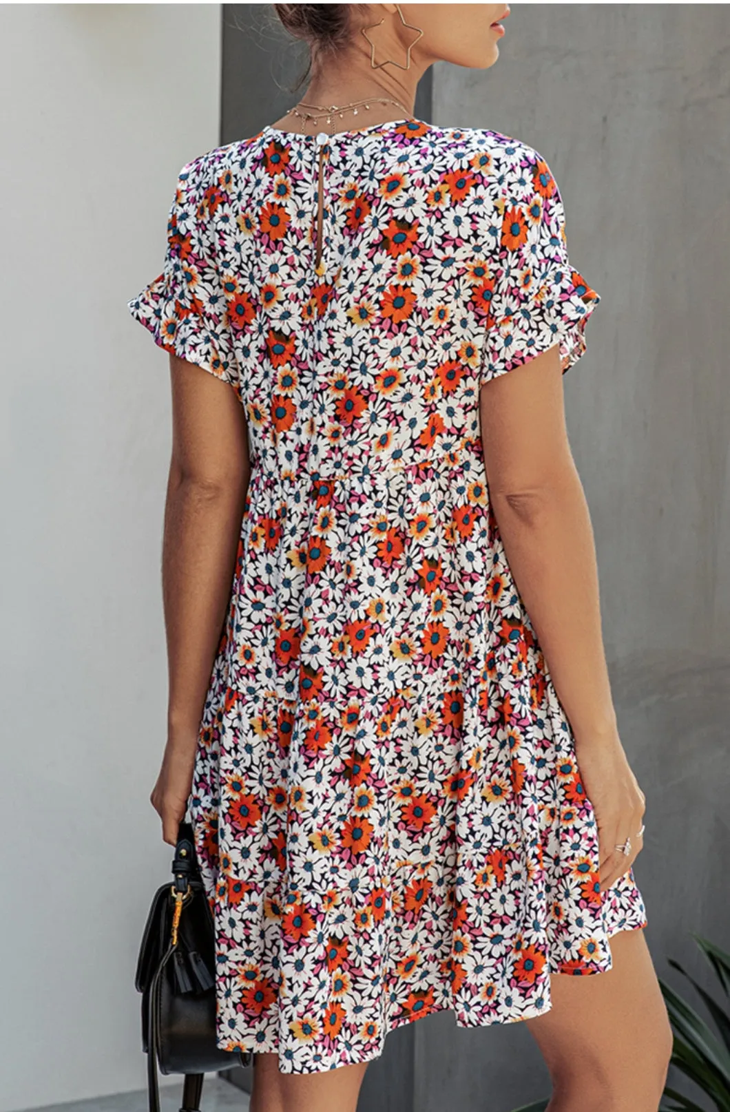 Red Floral Babydoll Dress