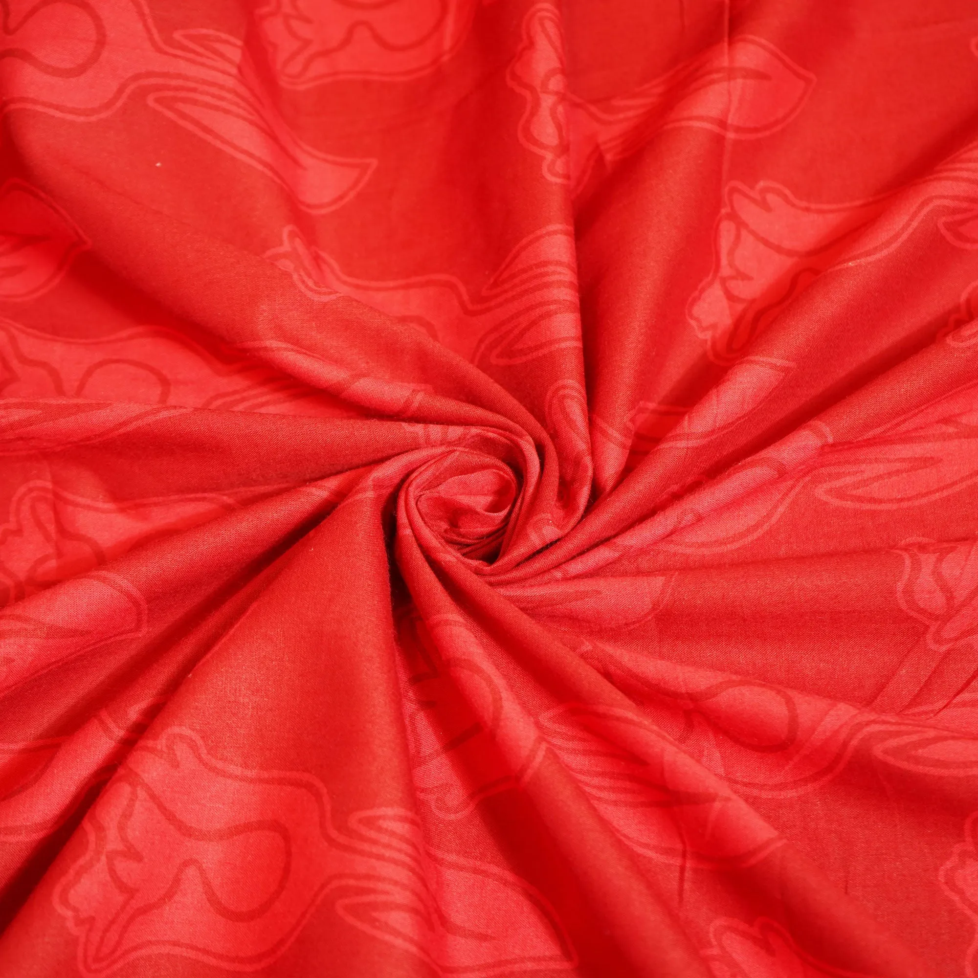Red Floral Print Cotton Fabric MFL-23694