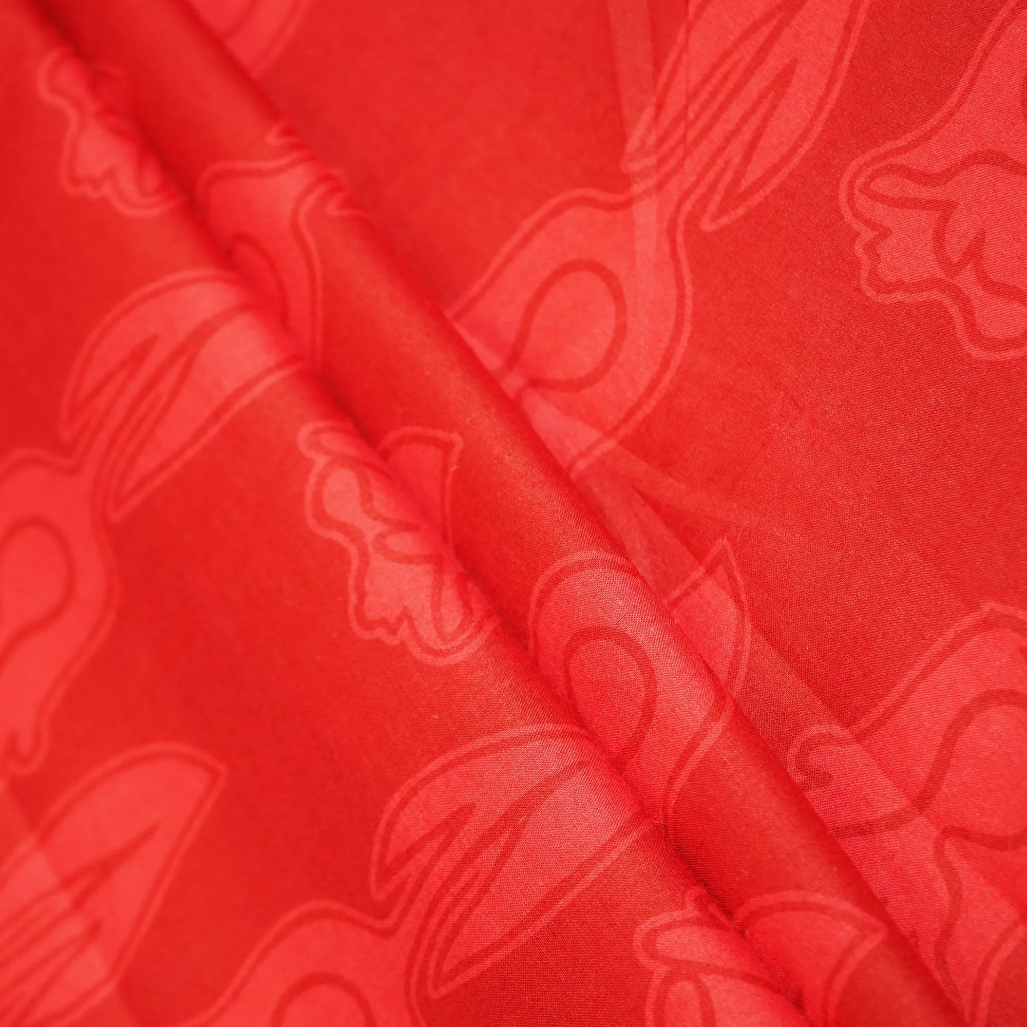 Red Floral Print Cotton Fabric MFL-23694