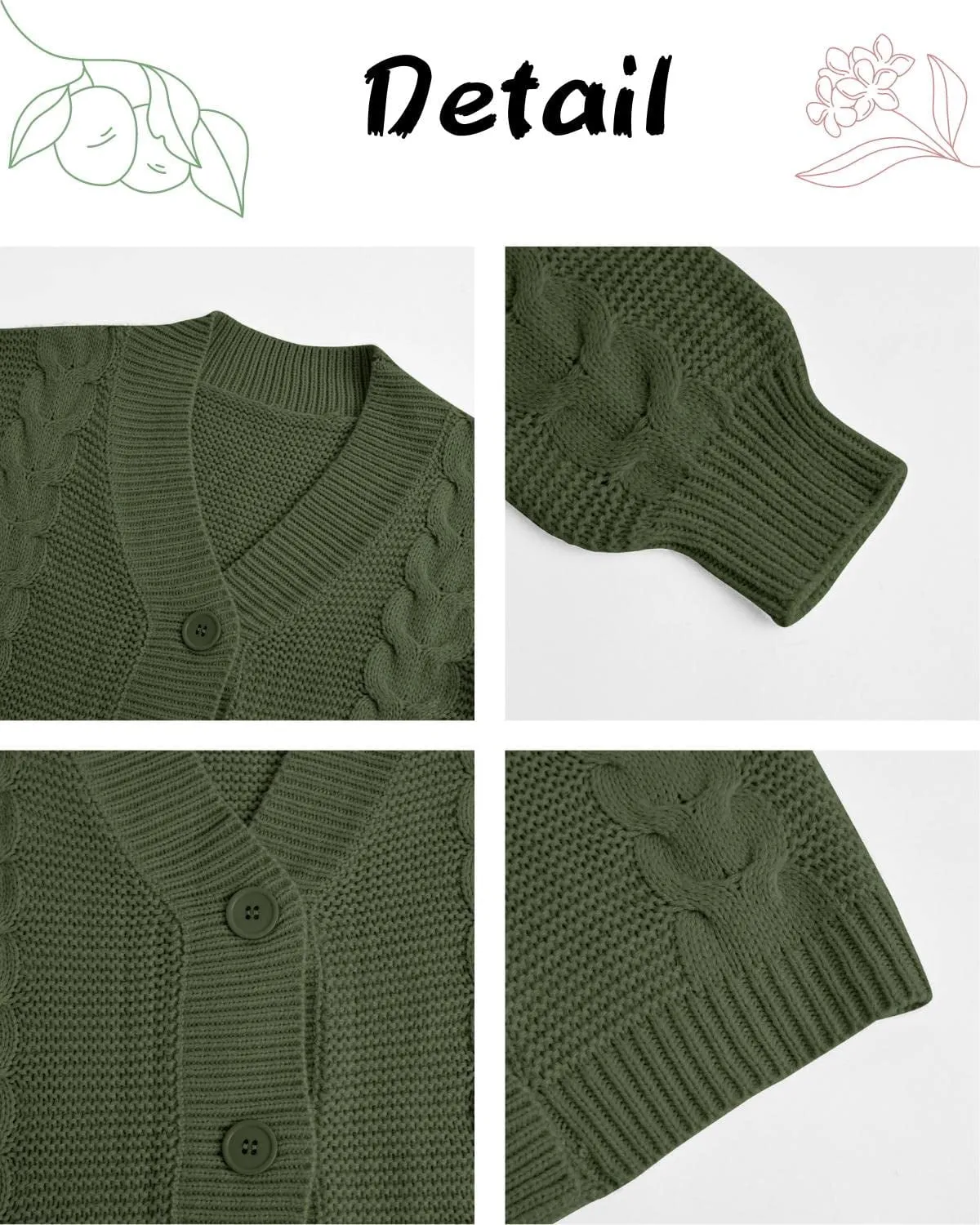 Sherrylily Girls Cable Knit Cardigans Button Down Long Sleeve Chunky Sweater Outerwear