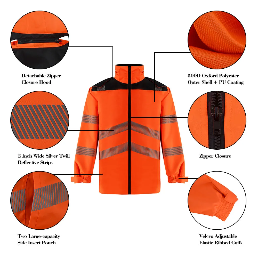 SMASYS Windbreaker Detachable Hooded Reflective Jacket