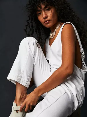 Solid Cotton Bib Overalls Utility Jumpsuit for Everyday Wear