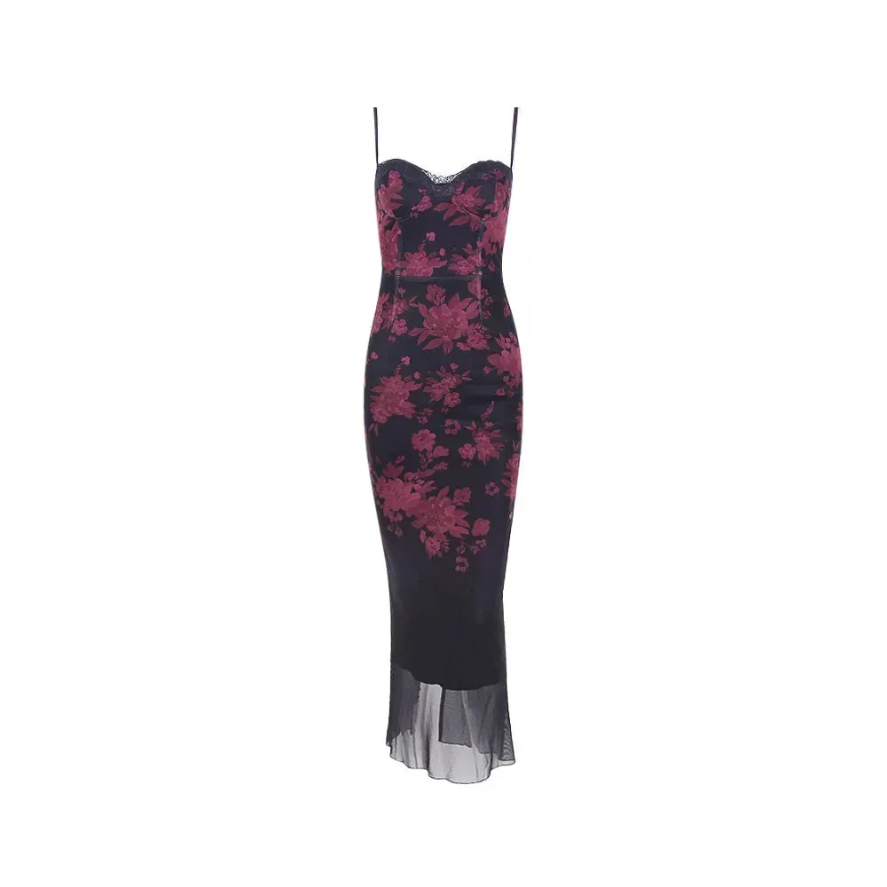 Spaghetti Strap Floral Print Maxi Dress