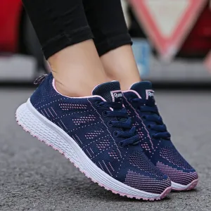 Sport Shoes Breathable Walking Mesh Lace up Light Flats Sneakers