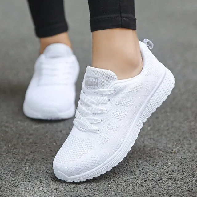 Sport Shoes Breathable Walking Mesh Lace up Light Flats Sneakers