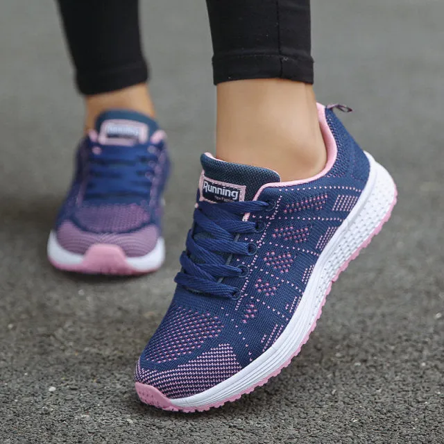 Sport Shoes Breathable Walking Mesh Lace up Light Flats Sneakers