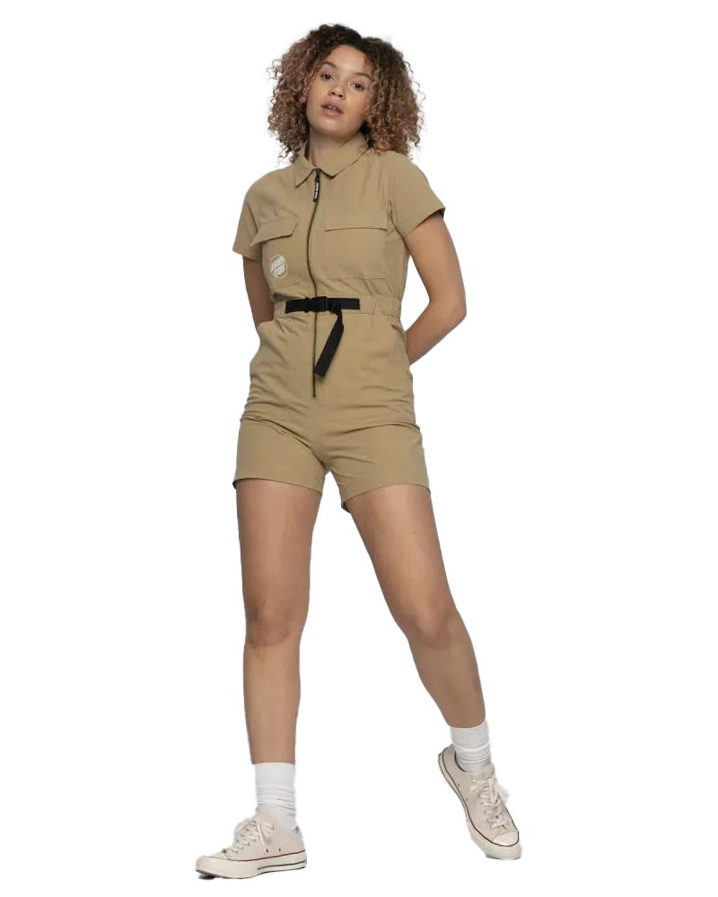 Strip Cargo Playsuit in Fawn