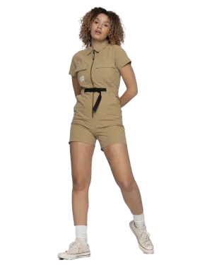 Strip Cargo Playsuit in Fawn