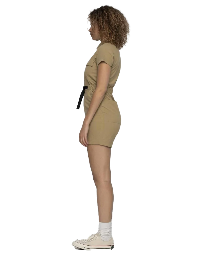 Strip Cargo Playsuit in Fawn
