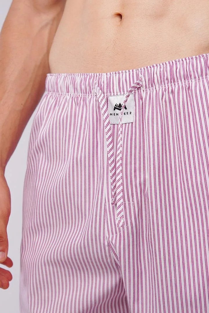 Striped Woven Pajamas - Red & White