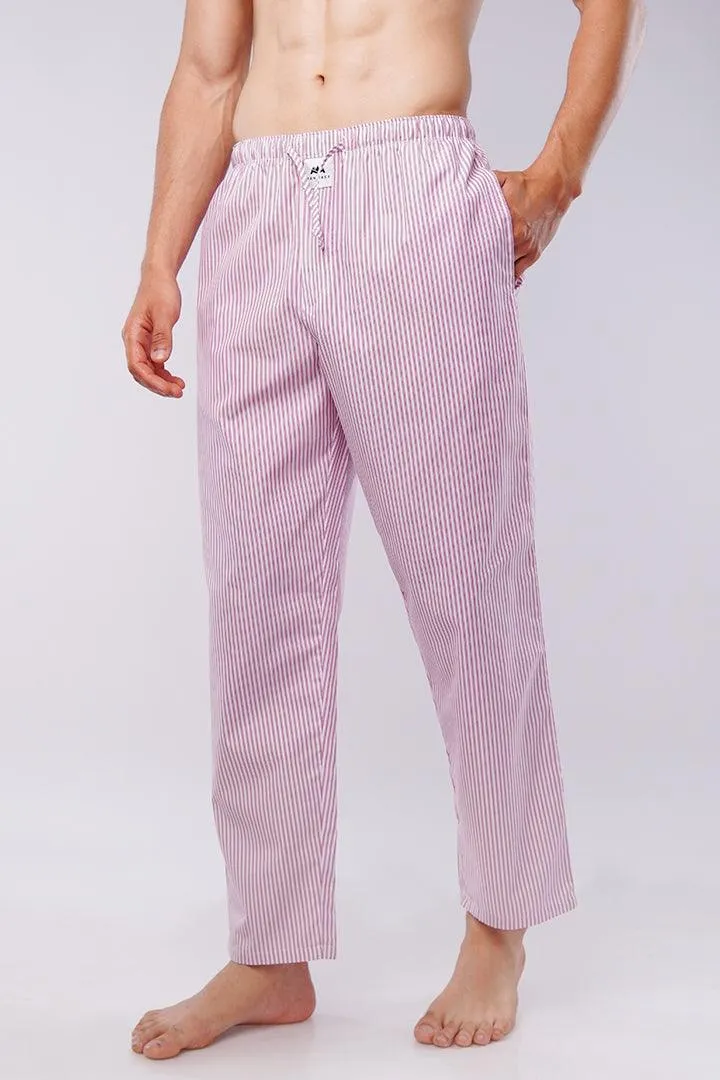 Striped Woven Pajamas - Red & White