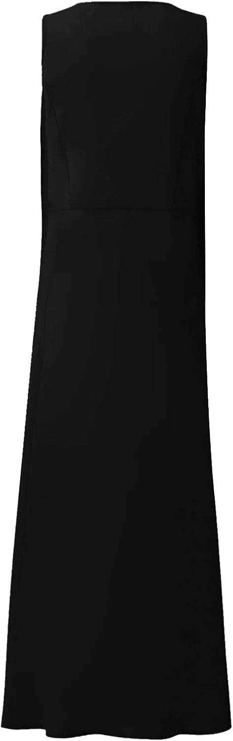 Summer Dresses for Women 2025,Linen Summer Sleeveless Solid Casual Baggy Flowy Maxi Vacation Long Dresses with Pockets