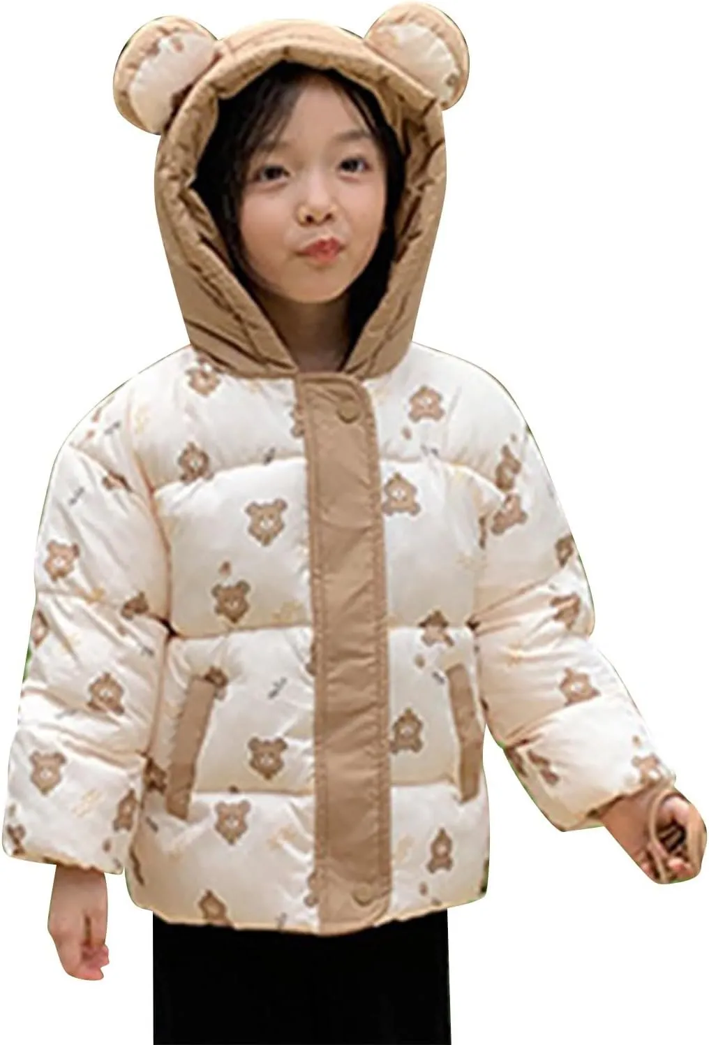 Toddler Baby Girls Boys Medium Weight Puffer Jacket Windproof Waterproof Padded Jacket for Kids Winter Snowsuit