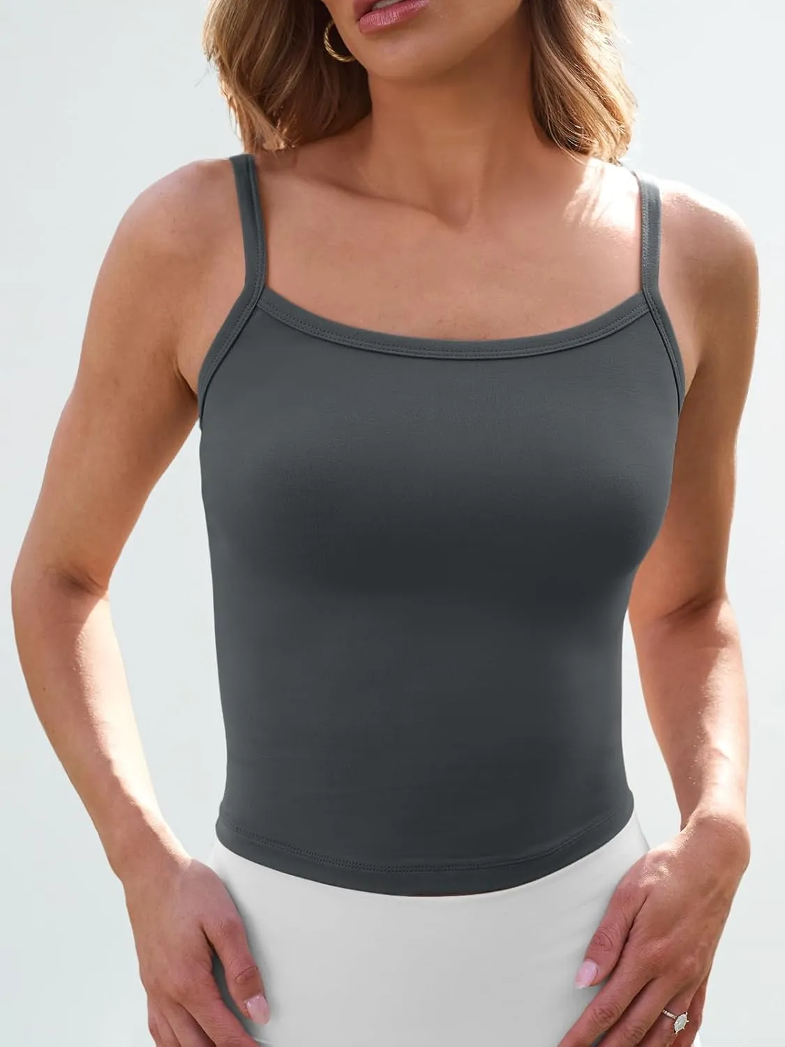 Trendy Queen Womens Spaghetti Strap Tank Tops Adjustable Cute Camisole Going Out Crop Tops Summer Clothes