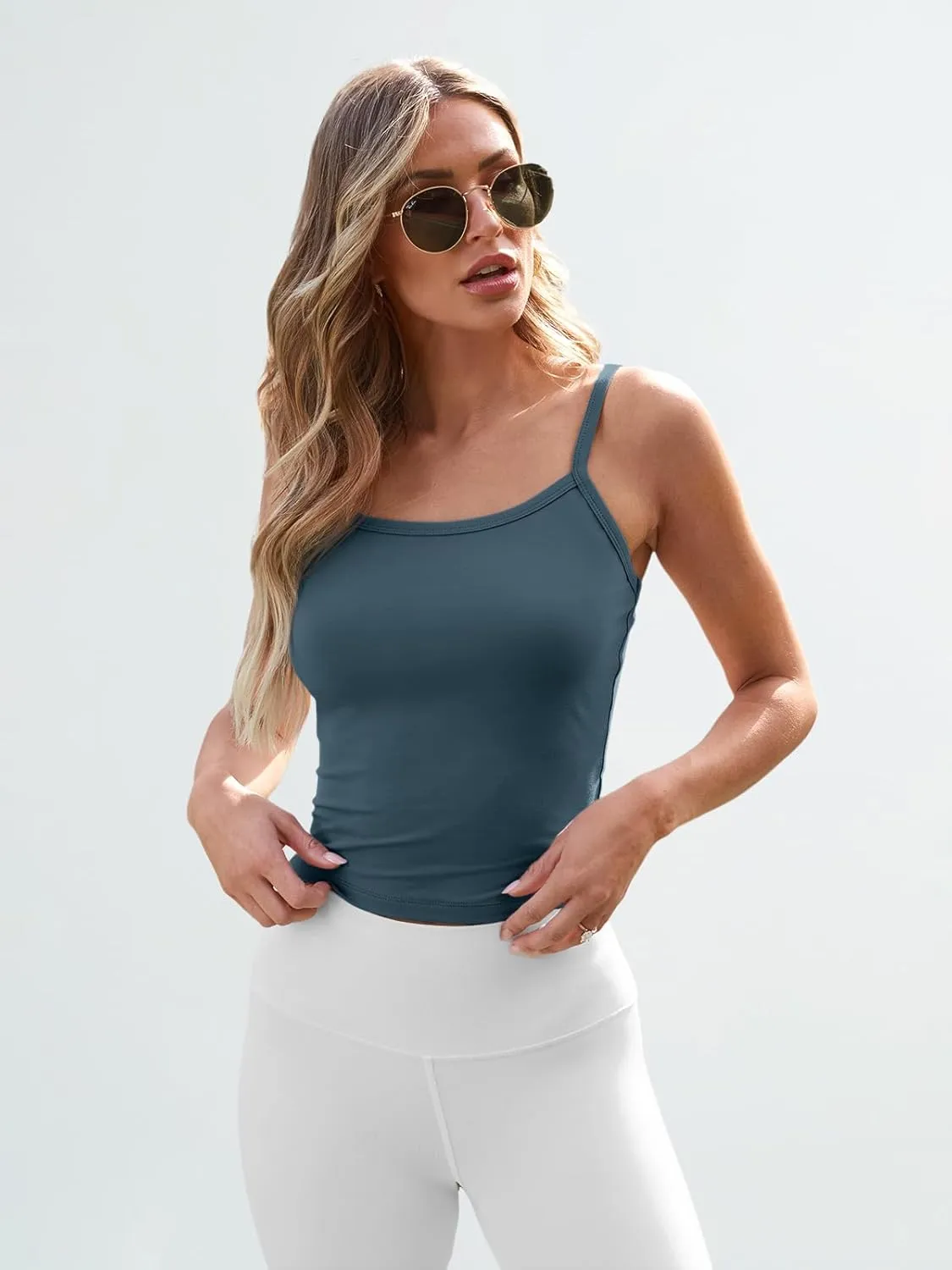 Trendy Queen Womens Spaghetti Strap Tank Tops Adjustable Cute Camisole Going Out Crop Tops Summer Clothes