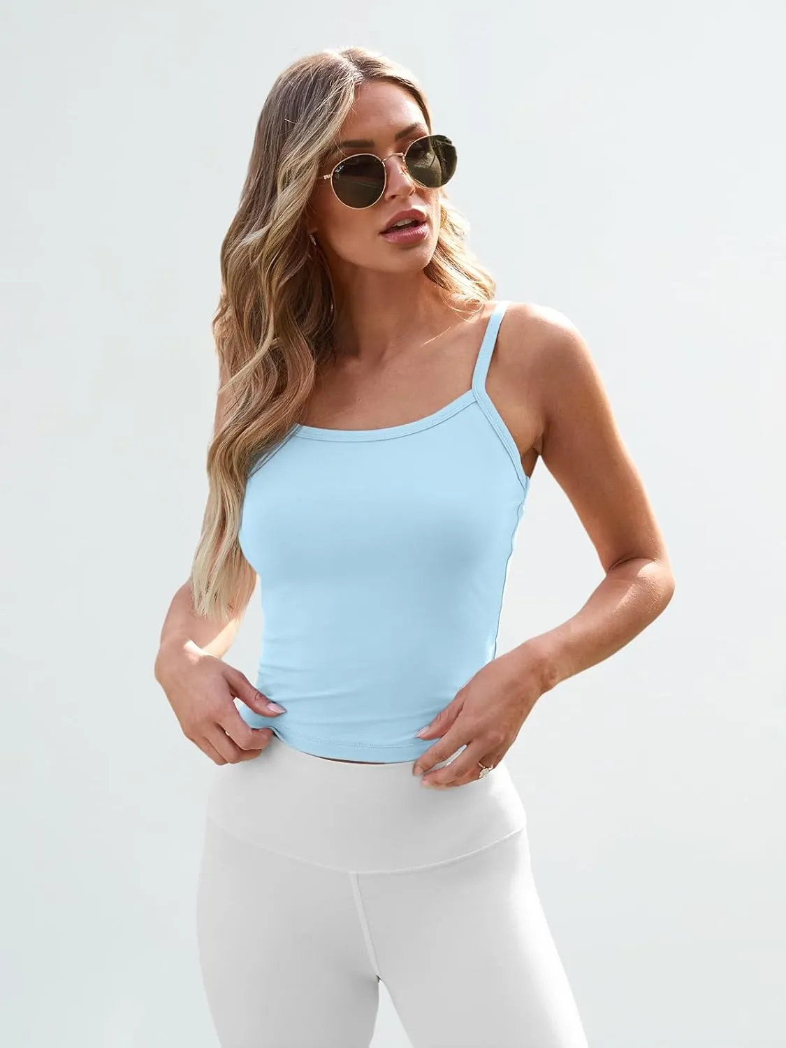 Trendy Queen Womens Spaghetti Strap Tank Tops Adjustable Cute Camisole Going Out Crop Tops Summer Clothes