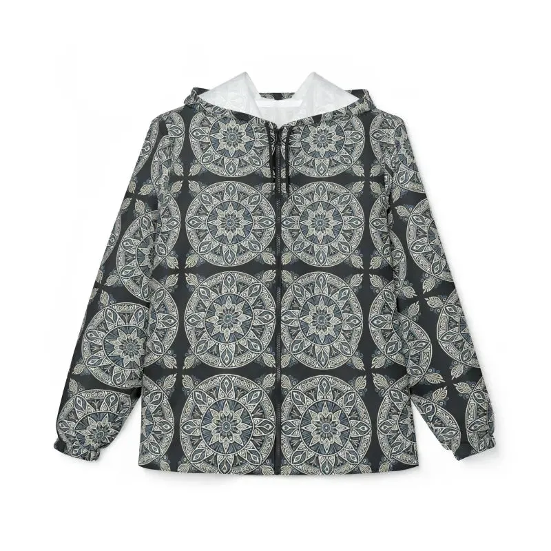 Unisex Windbreaker Jacket Dark Geometric Pattern