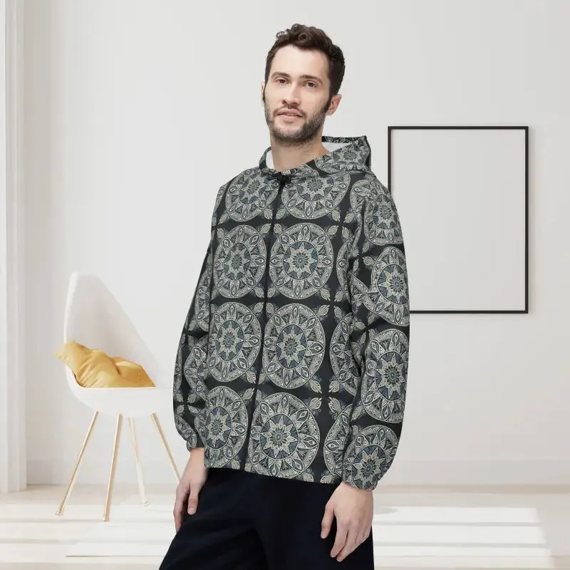 Unisex Windbreaker Jacket Dark Geometric Pattern