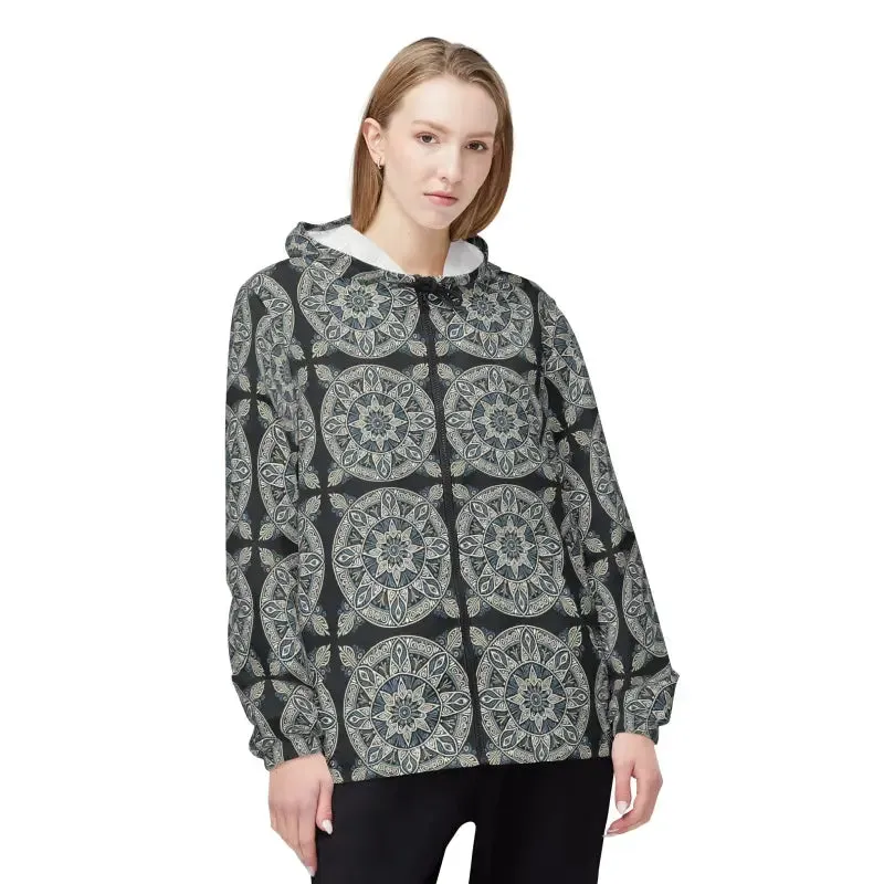 Unisex Windbreaker Jacket Dark Geometric Pattern