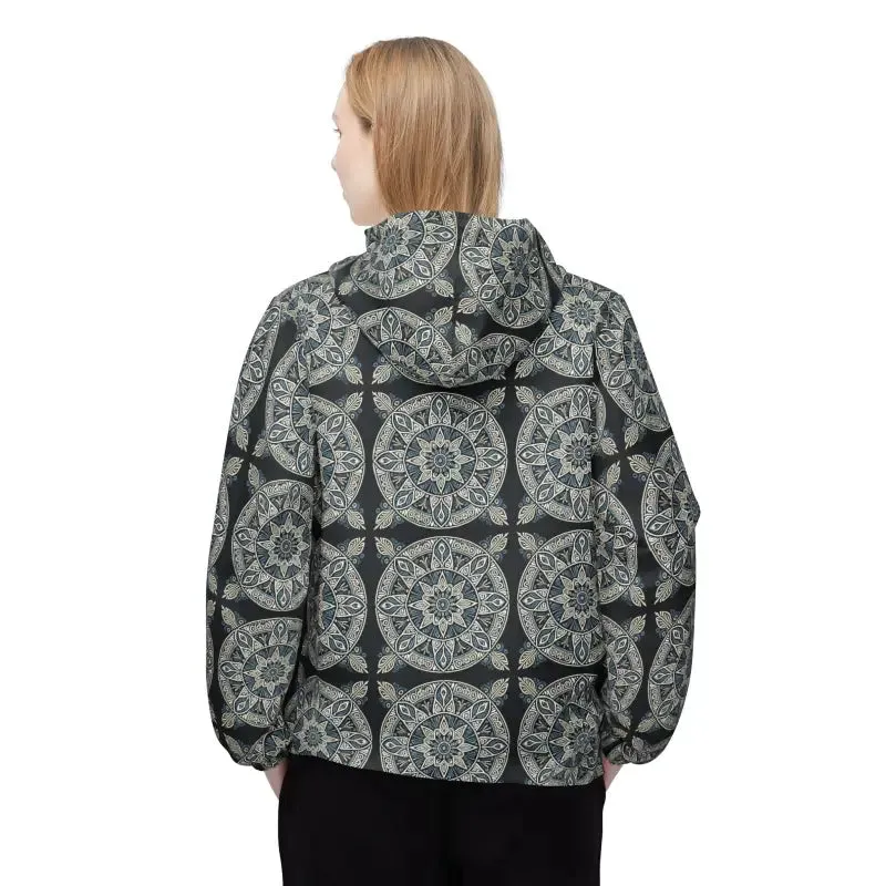 Unisex Windbreaker Jacket Dark Geometric Pattern