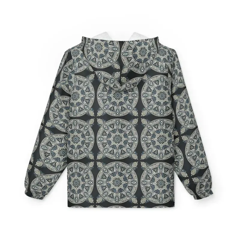 Unisex Windbreaker Jacket Dark Geometric Pattern