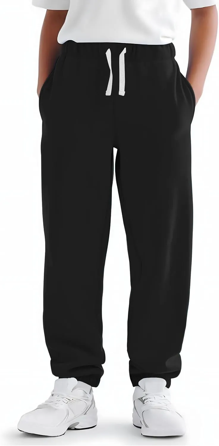VOGRYE 3 Pack Boys Cotton Toddler Sweatpants Boys Joggers Pants with Pocket Drawstring for Kids 2T-14 Years