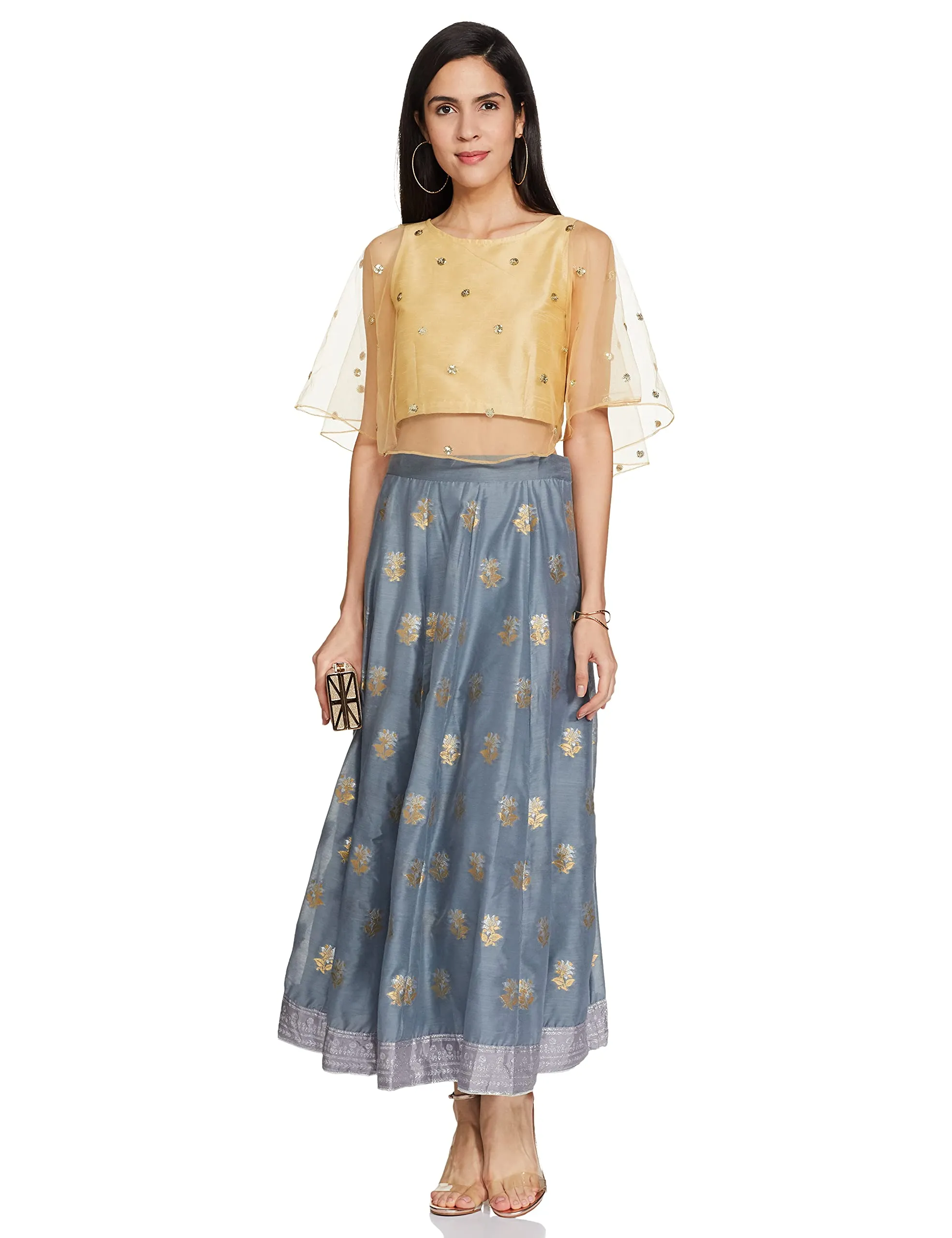 W for Woman Cotton a-line Skirt Light Grey