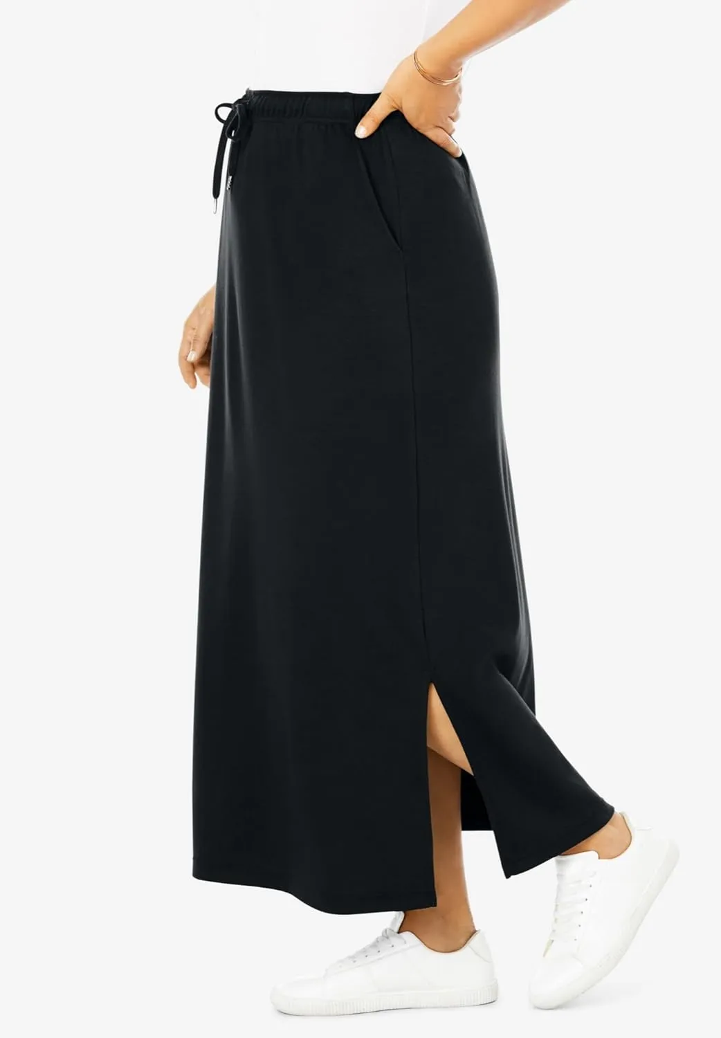 Woman Within Plus Size Sport Knit Side-Slit Skirt
