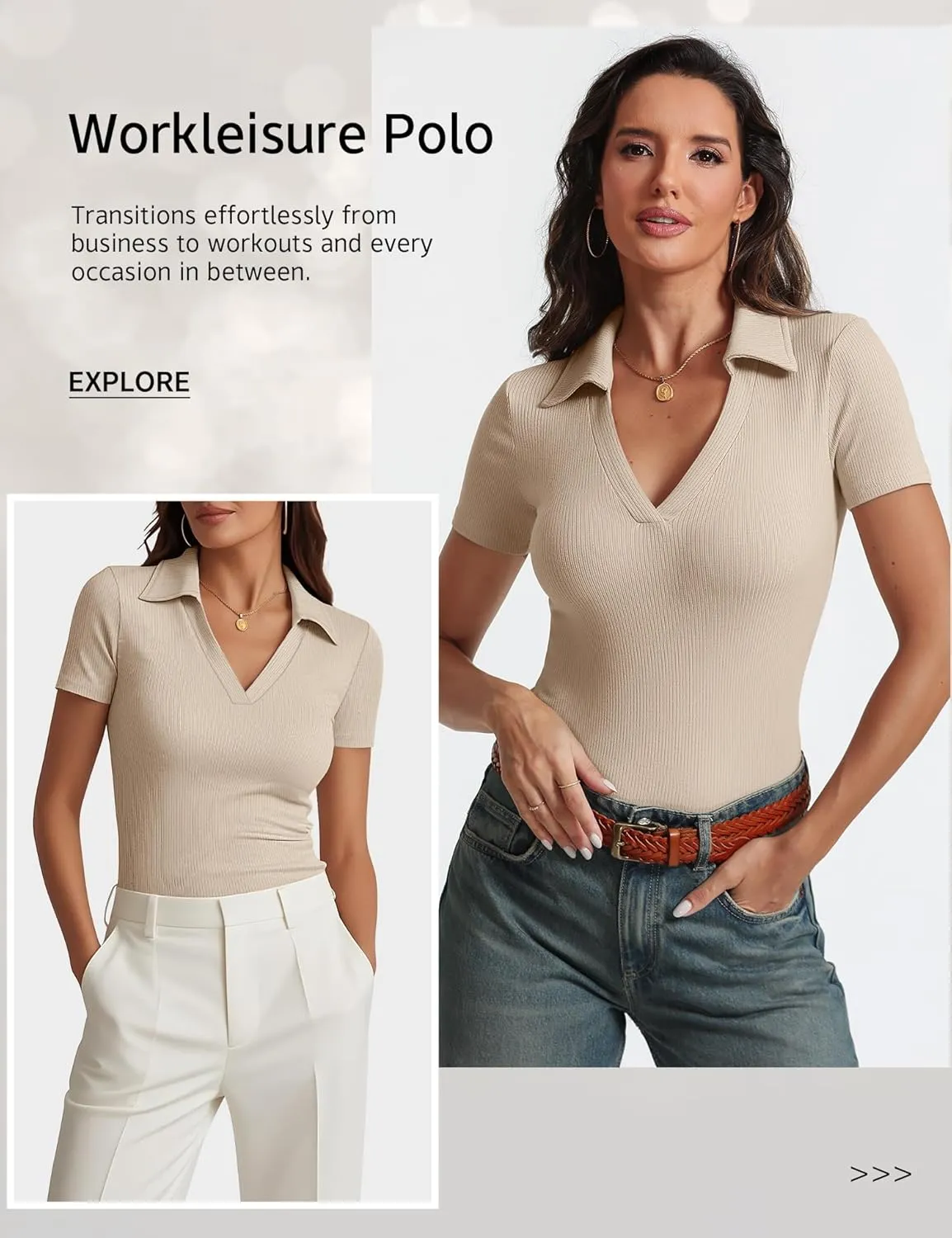Womens Short Sleeve Business Casual Tops Summer V Neck Polo Work Shirts 2025 Fitted Basic Collared Shirt