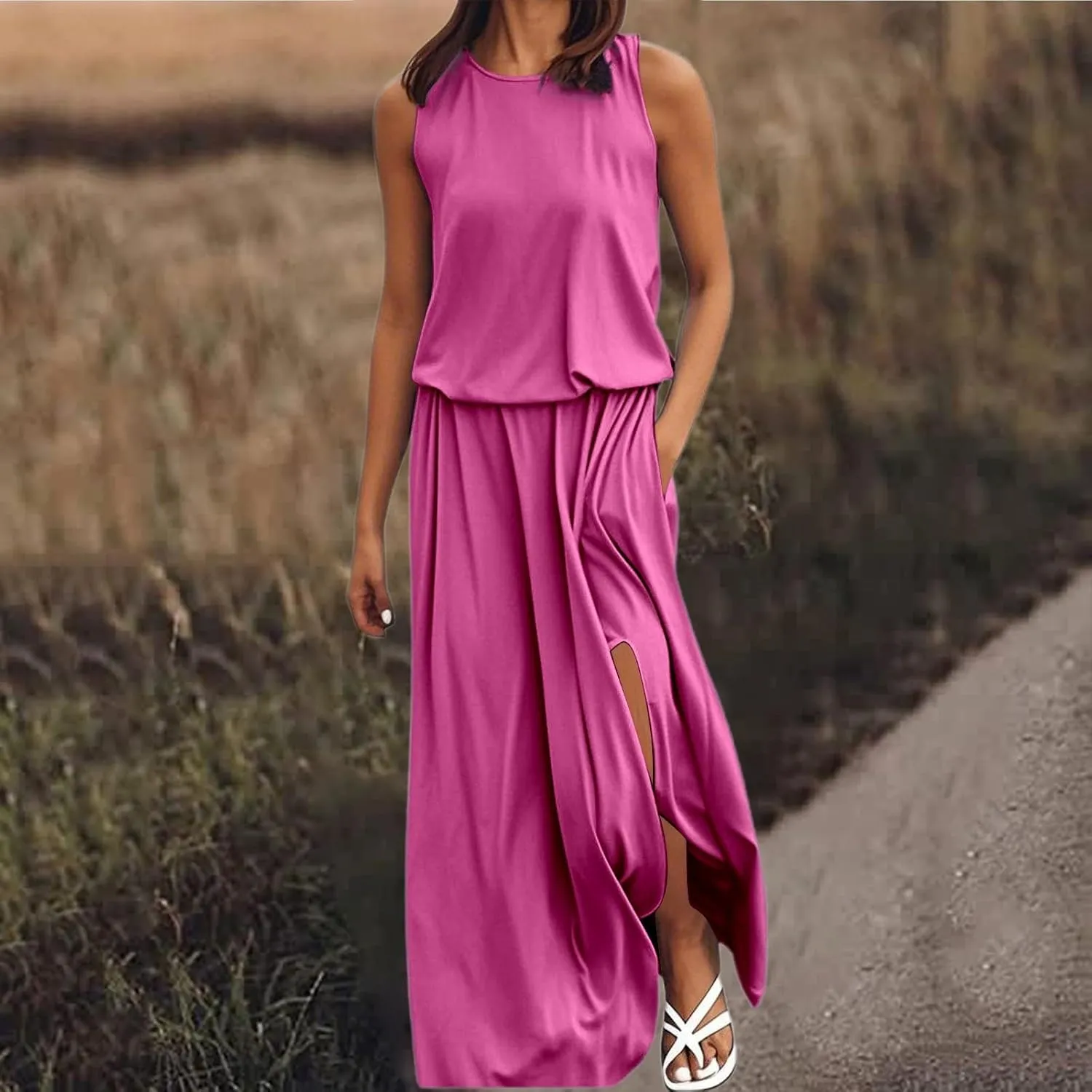 Womens Summer Boho Strapless Maxi Dress 2025 Casual Sleeveless Off Shoulder Smocked Tiered Beach Long Sundress