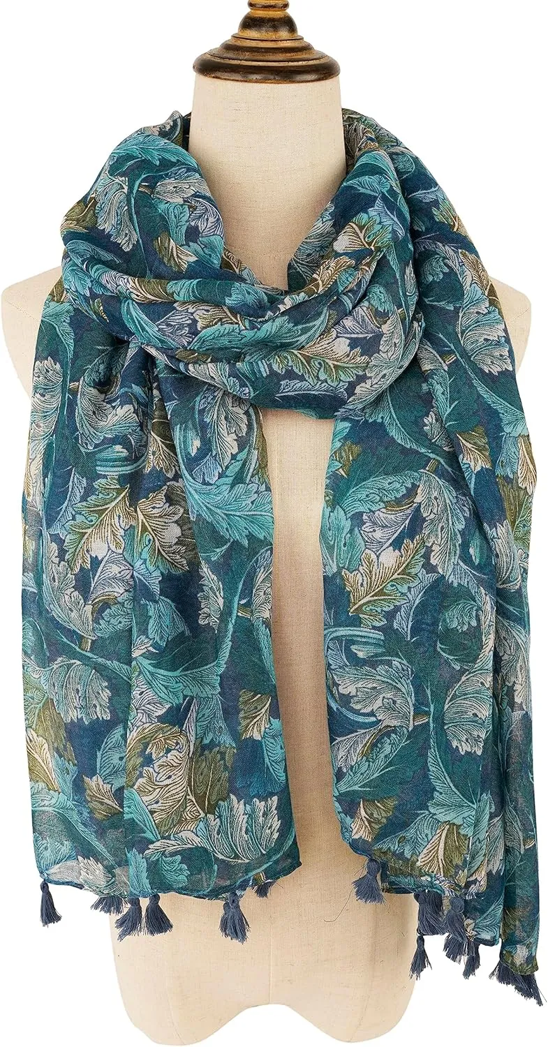 YOUR SMILE Large Boho Scarf for Women Lightweight Floral Printed Scarves Fall Winter Fashion Fringed Shawl wraps