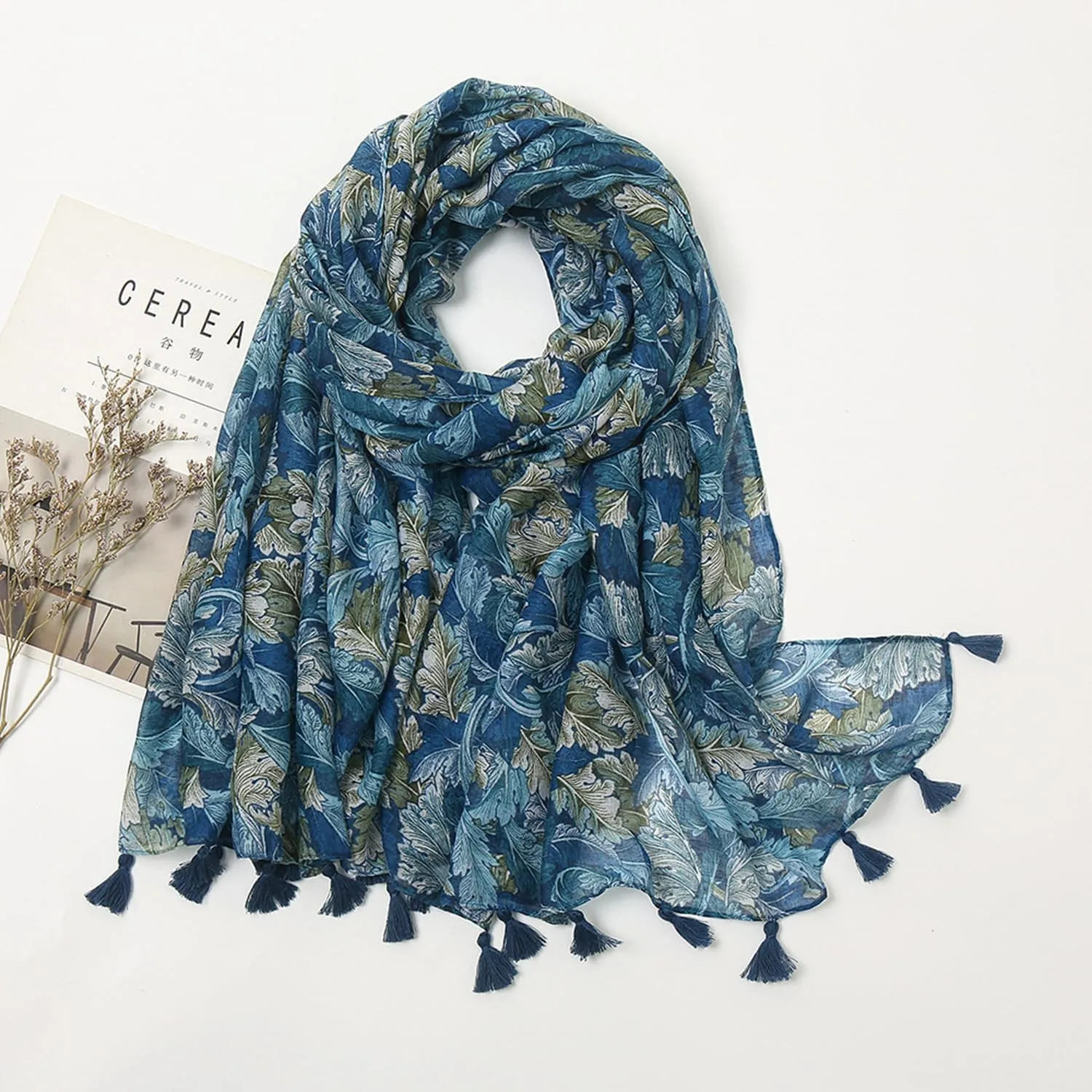 YOUR SMILE Large Boho Scarf for Women Lightweight Floral Printed Scarves Fall Winter Fashion Fringed Shawl wraps