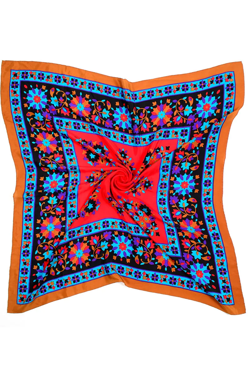 Yves Saint Laurent Vintage Bold Colorful Floral Silk Scarf