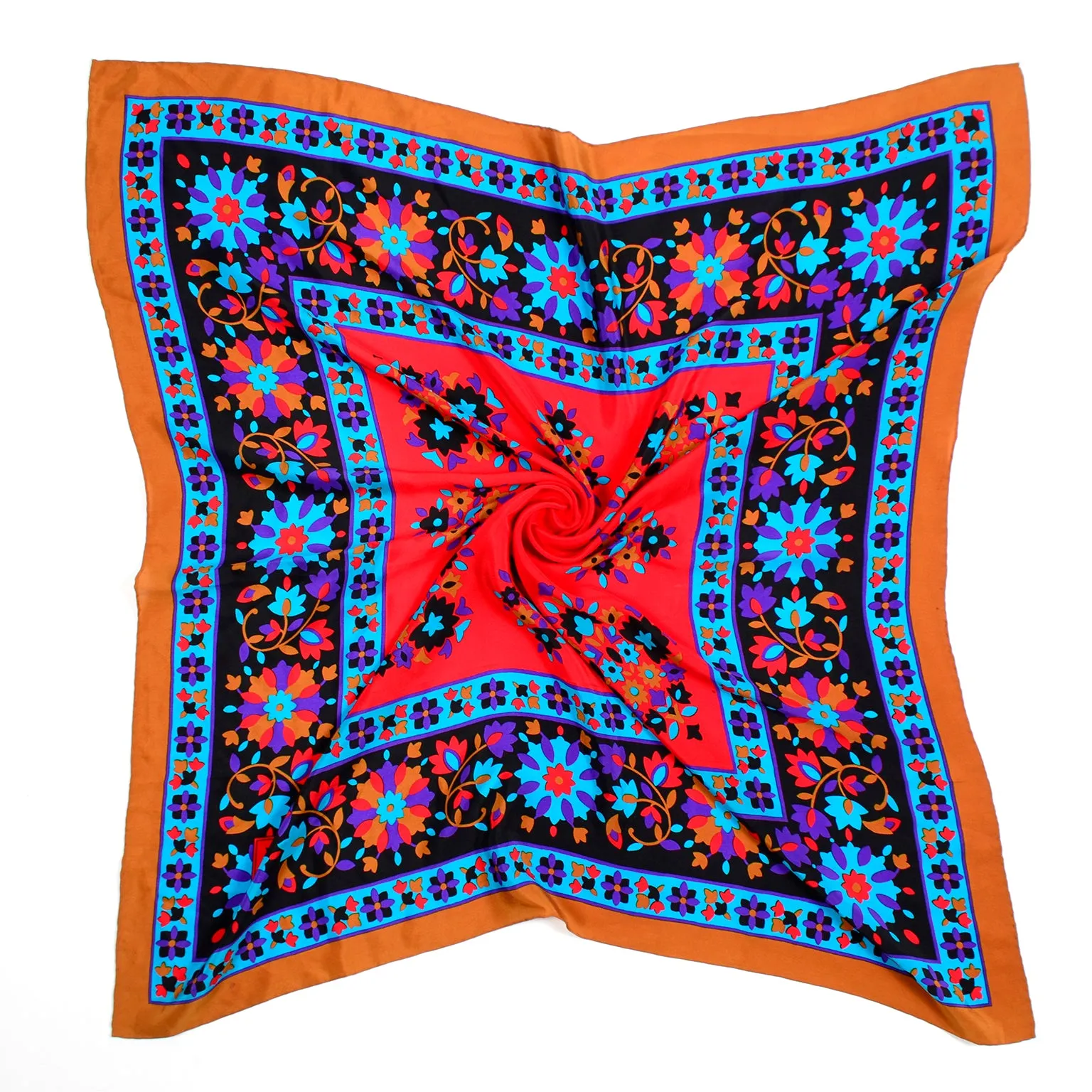 Yves Saint Laurent Vintage Bold Colorful Floral Silk Scarf
